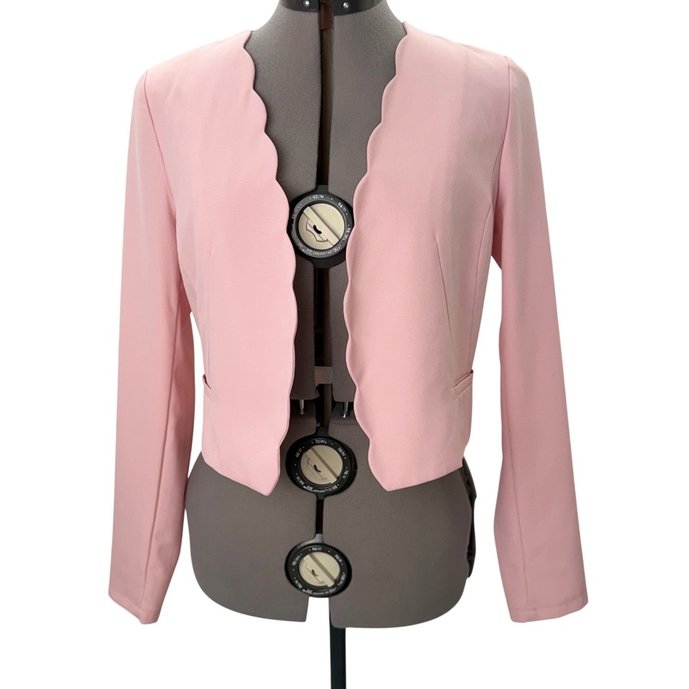 Love Tree Pink Blazer Scallop Edge Open Front Coquette Princess Barbiecore M